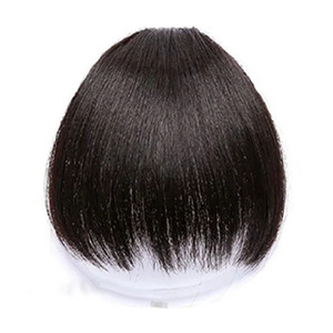 LH27 Peluca de Cabello Humano con Flequillo, Clip para Fijar, Negro Natural, Flequillo Corto para Mujer, Estilo Anime, Flequillo Sin Costuras - Product Image 1