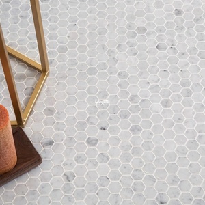Mosaico de mármol blanco de Carrara del mosaico de mármol blanco de Carrara del salpicadero de la pared del piso del <span class=keywords><strong>cuarto</strong></span> de b - Product Image 3