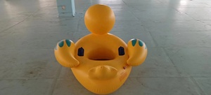 Carino giallo PVC gonfiabile anatra piscina tubo portatile pieghevole acqua galleggianti giocattoli anello - Product Image 4