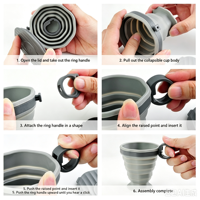 Nouvelle Arrivée Tasse de Voyage Pliable en Silicone Design Moderne pour Café, Eau, Bain de Bouche et Baume à Lèvres avec Couvercle
