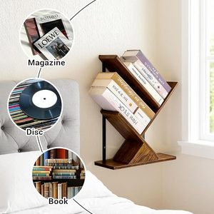 Passing On <b>The</b> <b>Kingdom</b> Tree Shaped Wall Mounted Bookshelf Brown Black 24 Inch Space Saving Bookcase For Home Office Storage - Product Image 3