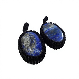 Lapiz Lazuli จี้ตาข่ายทำด้วยมือเครื่องประดับคริสตัลรูปไข่สไตล์ทะเล - Product Image 1
