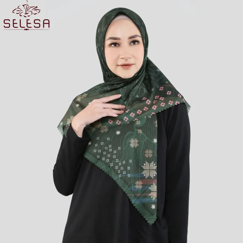 Labuh Echarpe De Dames Square Juggling Silk Movement Dance Scarves Women Printed Hijab And Malaysia Tudung Bawal Scarf Packaging