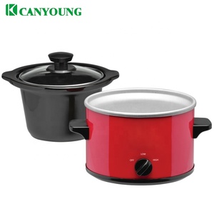 Appareils de cuisine allemagne Standard CB électrique <span class=keywords><strong>rouge</strong></span> couleur marmite en céramique 1,5 l ronde manuelle Mini <span class=keywords><strong>mijoteuse</strong></span> - Product Image 2