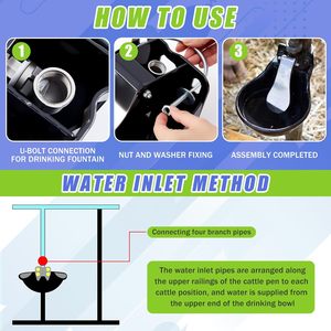 Abbeveratoio Automatico in Metallo con Leva per Bestiame, Vasca d'Acqua in Ghisa Resistente, Ciotola Automatica per Cavalli e Bovini da Fattoria - Product Image 5