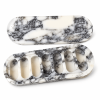 STONEKOCC 24x8x3.5cm Petite boîte à pilules ovale moderne en marbre Calacatta Viola, faite à la main, pour bijoux, boucles d'oreilles, rangement, décoration intérieure, vente directe usine