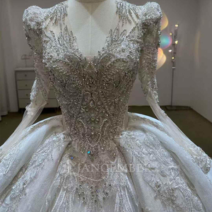 Robe de mariée à manches longues, broderie en dentelle, robes de mariée, Vestido Noiva, grande taille, Lsjj66 - Product Image 4