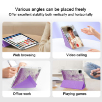 Étui pour iPad Glitter Sparkle Origami pour Pro 11 13 M4 Air M2 2024, support pliable transparent, étui pour tablette avec porte-stylet