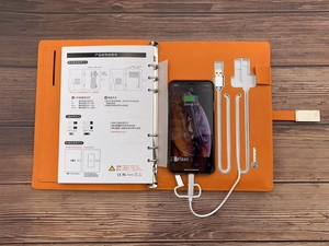 A5 tùy chỉnh kinh doanh máy tính xách tay 8000mAh da Powerbank với khe cắm thẻ sạc không dây Tạp Chí máy tính xách tay - Product Image 3