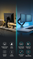 Offre Spéciale – Support Double Moniteur VESA avec Fixation à Pince C et Base à Eyelets, Bras de Moniteur à Ressort à Gaz, Hauteur Max. 32 Pouces