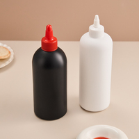 Bouteille de sauce en plastique HDPE de qualité alimentaire avec logo personnalisé, 300 ml, 500 ml, bouteille de distribution avec buse à visser, bouteille d'extrusion