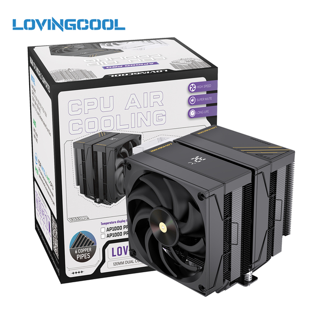 Lovingcool High Performance Dual 120mm ARGB Fan 6 Heat Pipes CPU Cooler Support LGA1700/1200 AM5/AM4 Socket LED AIR Cooler
