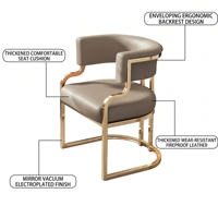 Chaise de salle à manger en métal personnalisable avec dossier pivotant, design minimaliste et moderne, idéale pour hall d'hôtel et usage domestique prolongé