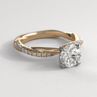 Bague de fiançailles solitaire en diamant de laboratoire taille ronde 0,5-3 carats, sertie pavé torsadé sur mesure, en or massif 10K/14K/18K, certifiée IGI CVD/HPHT VVS