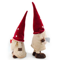 Kinqee Nouveauté Cadeau de Noël, Ornements de Noël sans visage en forme de champignon, Nain à tête rouge Rudolph, Rembourrés en coton PP, Polyester pour filles