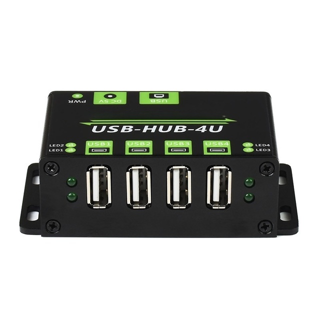 Industrial Grade USB Hub Metal 4x USB 2.0 Ports ESD Protection 480Mbps Data Rate 5V USB-B Connector USB-HUB-4U-NP