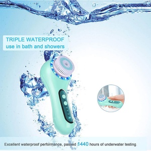 Cepillo de Limpieza Facial Eléctrico Multifunción de Silicona Verde, Alimentado por USB, ABS+PC, Portátil, Limpieza Profunda, Impermeable, Cuidado Corporal - Product Image 3