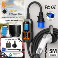 Chargeur EV portable feyree GBT, chargeur de voiture monophasé 7kW 32A avec support de chargeur, application WIFI intelligente, programmation de la charge