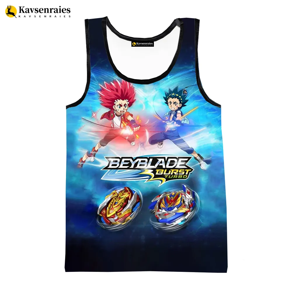 Anime Beyblade Burst 3D dijital baskı Tank Top erkekler için sıcak özel baskı grafik kolsuz üstler baskılı 3D T gömlek