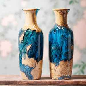 Le charme rustique rencontre le design moderne dans l'artisanat en résine, pots en résine et en bois pour plantes, parfaits pour les plantes d'intérieur et d'extérieur élégantes - Product Image 3