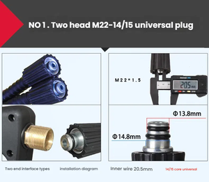 Accesorios de lavado de coche para el hogar Negro 1/4 32ft 50ft 3200psi <span class=keywords><strong>Manguera</strong></span> de lavado de chorro de <span class=keywords><strong>alta</strong></span> <span class=keywords><strong>presión</strong></span> con conector universal M22/14 M22/15 - Product Image 5