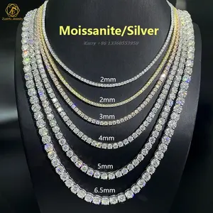 Fine Jewelry D VVS Moissanite Tennis Bracelet chain silver 28 inches S925 2mm 3mm 4mm 5mm 6.5mm 20inches Tennis Necklace Chain