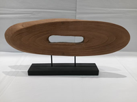 Sculpture Horizontale Moderne en Bois Texturé Fini Naturel pour Salon, Meuble TV, Bureau, Décoration Artistique de Bureau