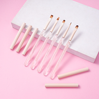 Haute Qualité Rose Cristal Poignée Personnalisé Nail Gel Brosse En Gros Nail Art Détail Brosse Ensemble Style Japonais