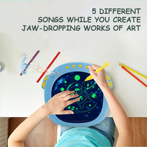 Tableau de <span class=keywords><strong>dessin</strong></span> portable en gel réutilisable, tapis d'art sans désordre, tableau musical à effets lumineux RGB 12 couleurs, jouets de <span class=keywords><strong>dessin</strong></span> pour enfants de 5 à 7 ans - Product Image 6