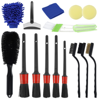 Brosse de nettoyage pour interstices domestiques, brosse de nettoyage automobile, brosse de détaillage pour le cirage, nettoyage des sorties d'air conditionné, ensemble de 9 pièces à poils en nylon