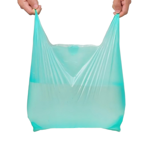 Huamaoheng T-Shirt Bags, Plastic Grocery Bags with Handles in Bulk for Shopping and Restaurant, 12×20 inch (Lake <b>Blue</b>,50 Pcs) - Product Image 1