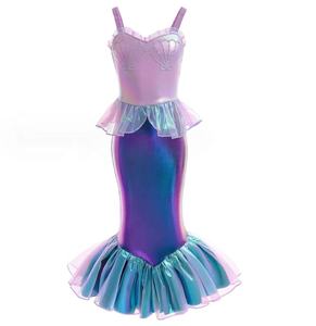 Patrón Floral niñas sirena princesa vestido en capas niños Halloween Cosplay disfraz <span class=keywords><strong>de</strong></span> dibujos animados para fiesta <span class=keywords><strong>de</strong></span> cumpleaños verano ODM suministro - Product Image 2