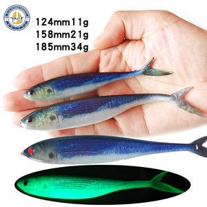 Señuelo de Pesca YJAquahunter, Cebo Suave con Cola de Horquilla, 124mm 158mm 185mm, Señuelo de Pesca de Atún, Cebo de Simulación para Aguas Medias - Product Image 1