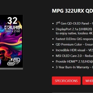 Tout nouveau MSI MPG 322URX QD-OLED nouveau produit sur le marché à un prix réduit avec une garantie de trois ans - Product Image 6