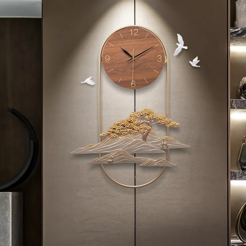 北欧の創造的な壁の装飾樹脂時計風景デザイン壁時計アートウッドプレート壁時計