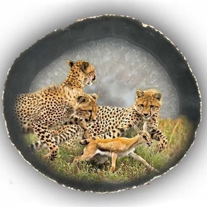 Posavasos con borde dorado para decoración del hogar, posavasos de pintura de piedra de Buda, taza de bebida - Product Image 5