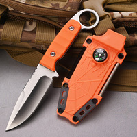 Couteau tactique miniature d'extérieur multifonctionnel avec boussole et silex intégrés, outil de survie portable pour le camping S01 Couleur