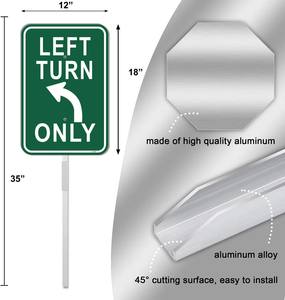 Yüksek Görünürlüklü Yansıtıcı Sadece Sol Dönüş İşareti - Yollar ve Kavşaklar için Ağır Hizmet Tipi Alüminyum Trafik Levhası - Product Image 3