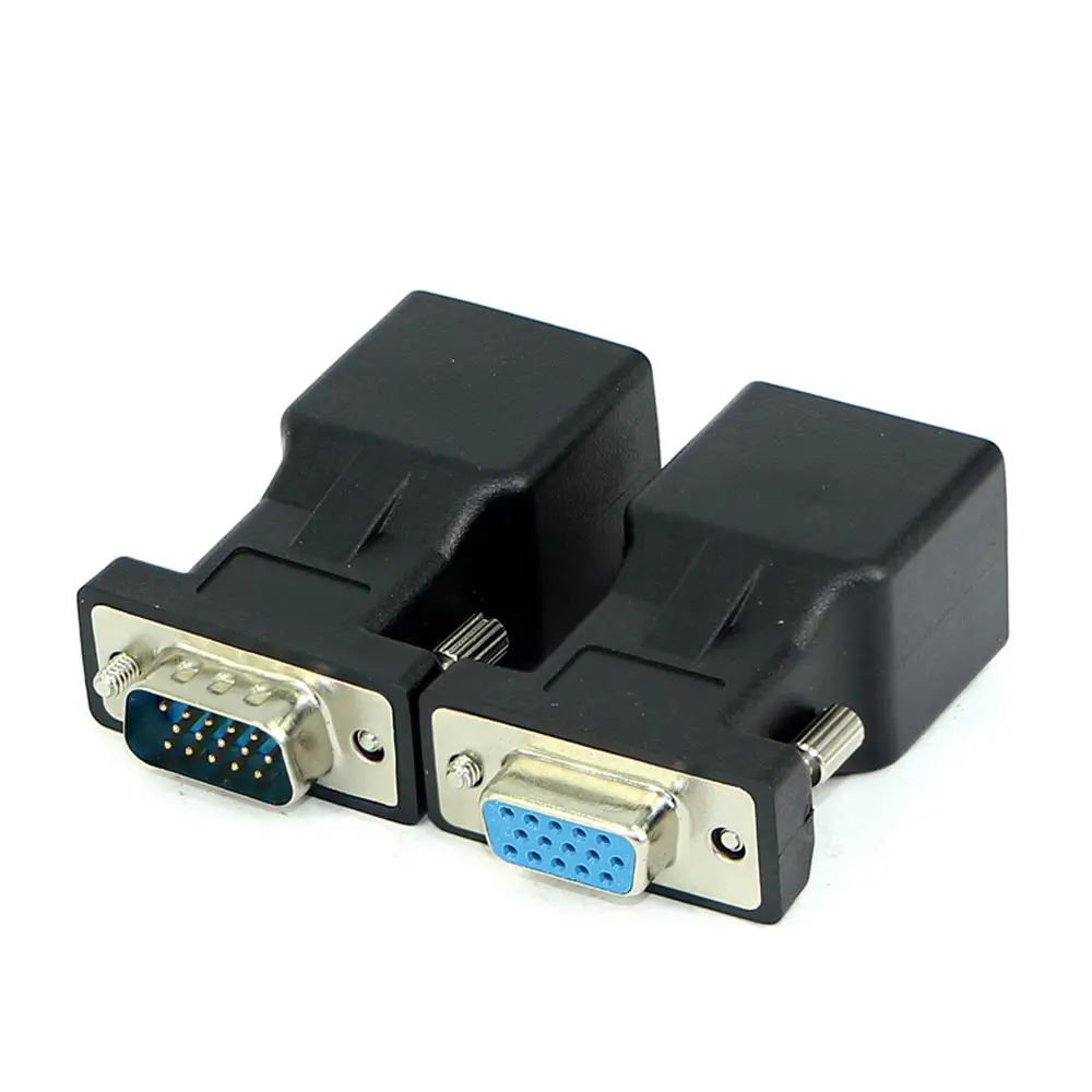 RJ45 ke VGA Extender pria KE LAN CAT5 CAT6 RJ45 jaringan kabel Ethernet adaptor wanita