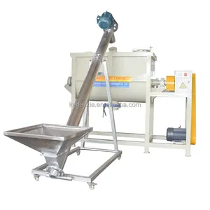 Small ribbon mixer dry powder detergent powder mixer machine with screw feeder