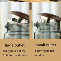 Carafe à jus en verre borosilicate gris fumé, résistante à la chaleur, faite à la main, de luxe moderne, 1,8 L, avec bec verseur et couvercle, pour jus de fruits, eau, milkshake