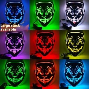 Masque LED personnalisé pour Halloween, <span class=keywords><strong>visage</strong></span> <span class=keywords><strong>de</strong></span> fantôme d'horreur en V, lumière froide EL, pour <span class=keywords><strong>la</strong></span> danse, les fêtes et accessoires amusants, transfrontalier, noir - Product Image 2
