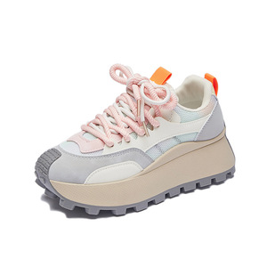 รองเท้าหนังวัวสไตล์เกาหลีแบบใหม่สำหรับผู้หญิง รุ่นปี 2026 ฤดูใบไม้ผลิ รองเท้ากีฬา รองเท้าวิ่งลำลอง พื้นหนา เพิ่มความสูง ผ้าตาข่าย - Product Image 5