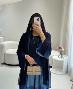 Abaya Muslim Wanita Desain Baru Mexizo, Poliester Gradasi Bernapas dengan Lengan Panjang dan Kerudung, Elegan untuk Musim Semi, Pakaian Pernikahan yang Sopan - Product Image 2