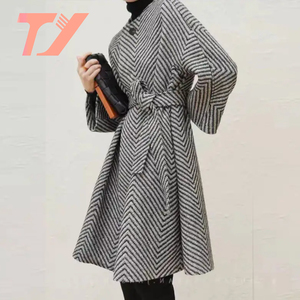 TUOYI élégant vêtements d'hiver chevrons femmes <span class=keywords><strong>Cape</strong></span> Poncho <span class=keywords><strong>manteau</strong></span> laine gris - Product Image 2