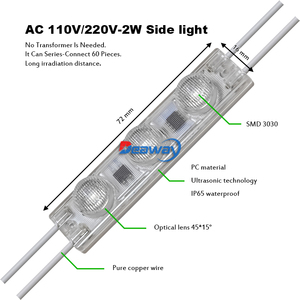 <span class=keywords><strong>Module</strong></span> LED 220V <span class=keywords><strong>SMD</strong></span> 3030 3LED 2W IP65 Étanche Blanc Chaud Bleu pour enseignes lumineuses double face - Product Image 2