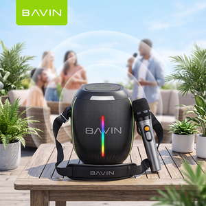 Altavoz de Karaoke Portátil BAVIN BM58 de 250W, Micrófono Inalámbrico, 12000mAh, Luz RGB <span class=keywords><strong>para</strong></span> Fiestas al Aire Libre, Correa <span class=keywords><strong>para</strong></span> el Hombro, Linterna - Product Image 1