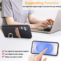 Béquille en anneau avec porte-cartes pour samsung S25 Ultra S24 Plus S23 FE S22 coques de téléphone lanière à bandoulière