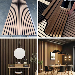 Revêtement acoustique moderne à effet bois du CNRC Panneaux de lattes en PU Design cannelé Insonorisation de studio Hôtel Modèle 3D ignifuge - Product Image 6