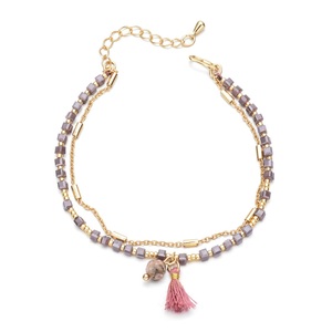 Delicate Boho <strong>Morse</strong> <strong>Code</strong> Beaded Crystal <strong>Bracelet</strong> Minimalist Gemstone Tassel Pendant Layering <strong>Bracelet</strong> - Product Image 6